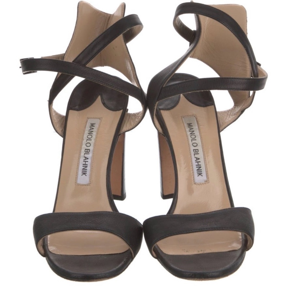 Manolo Blahnik Black Leather Strappy Heels - Picture 10 of 10
